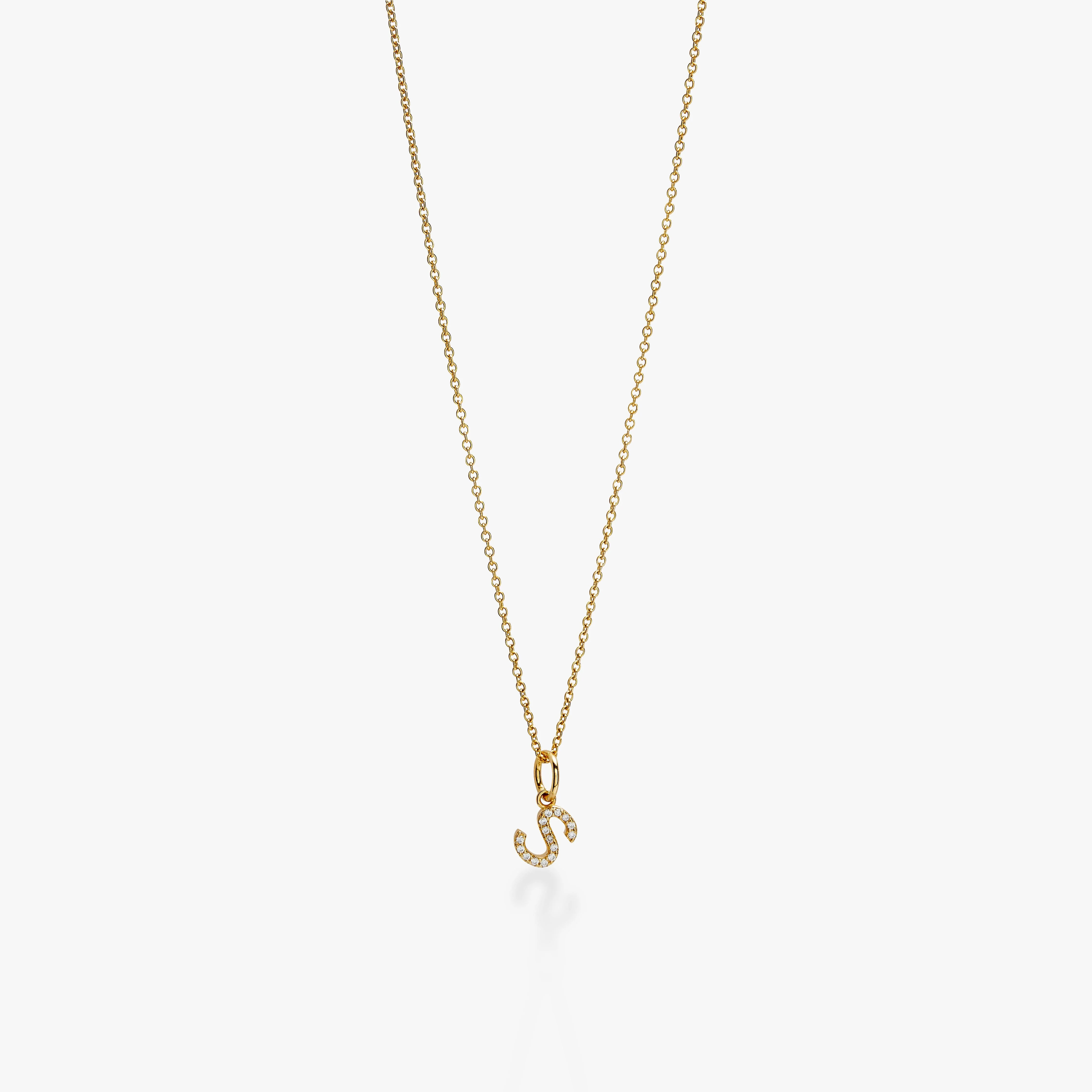 Mini Pav\u00e9 Initial Charm Necklace | Tiny Tags (US)