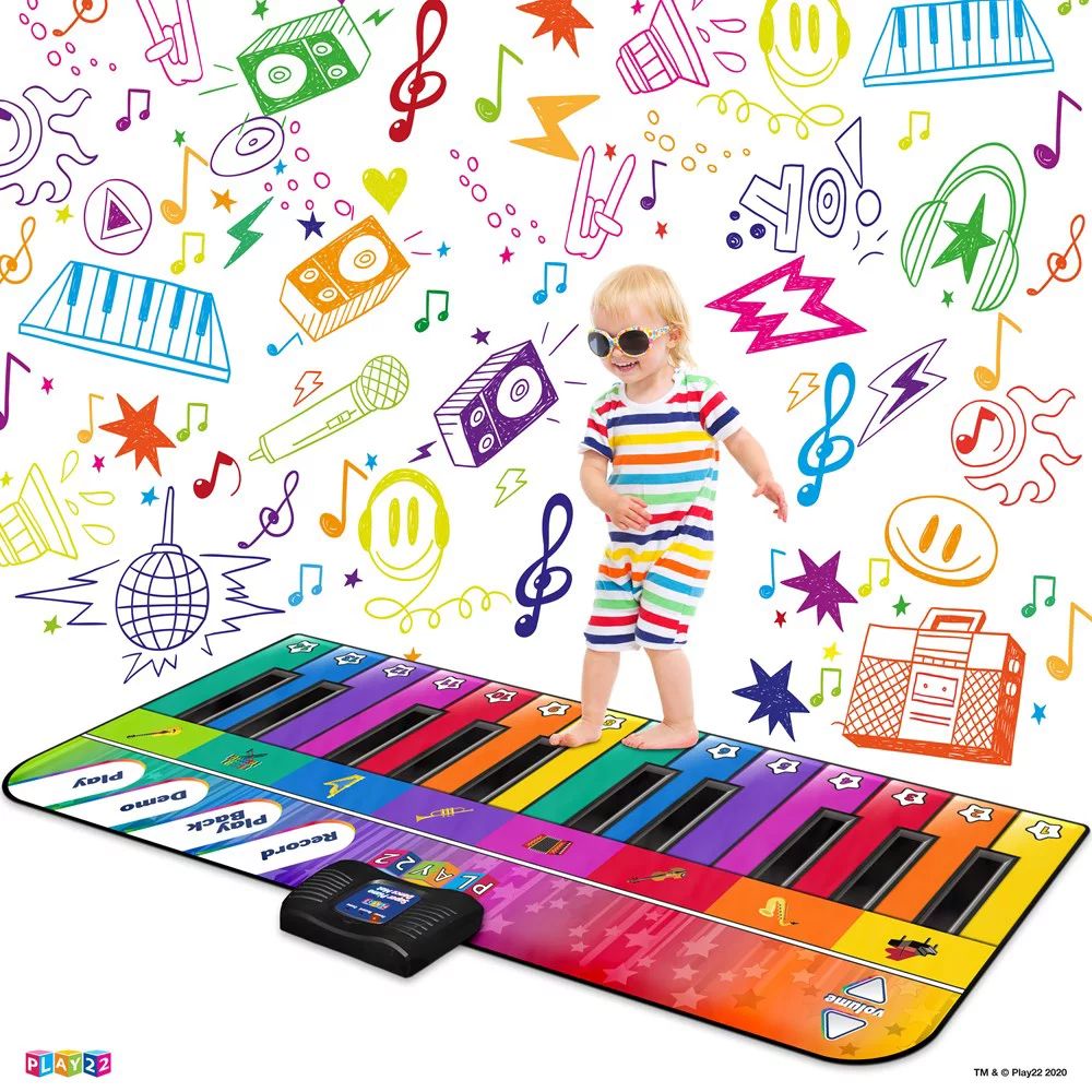 Play22USA Colorful Keyboard Playmat 71 inch - 24 Keys Piano Play Mat - Piano Mat has Record, Play... | Walmart (US)