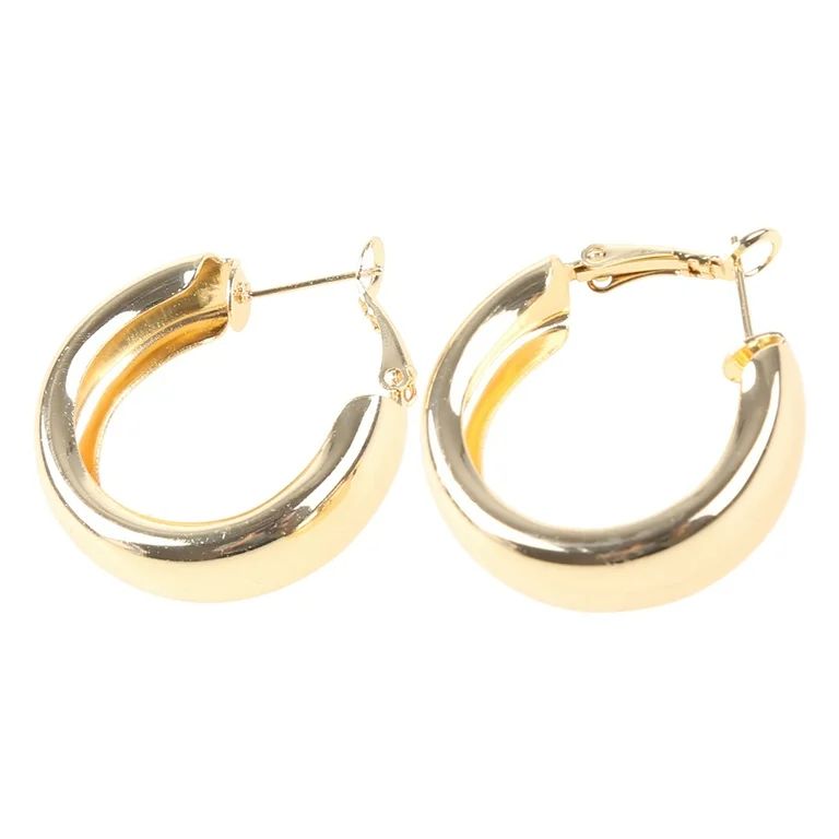 Thick Gold Hoop Earrings - Lightweight Chunky Gold Hoops for Women Hypoallergenic Big Howllow Tub... | Walmart (US)