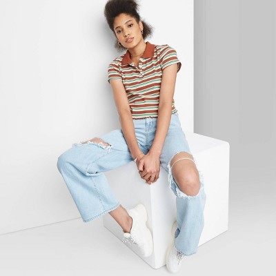 Women's Super-High Rise Distressed Baggy Jeans - Wild Fable™ Light Wash | Target