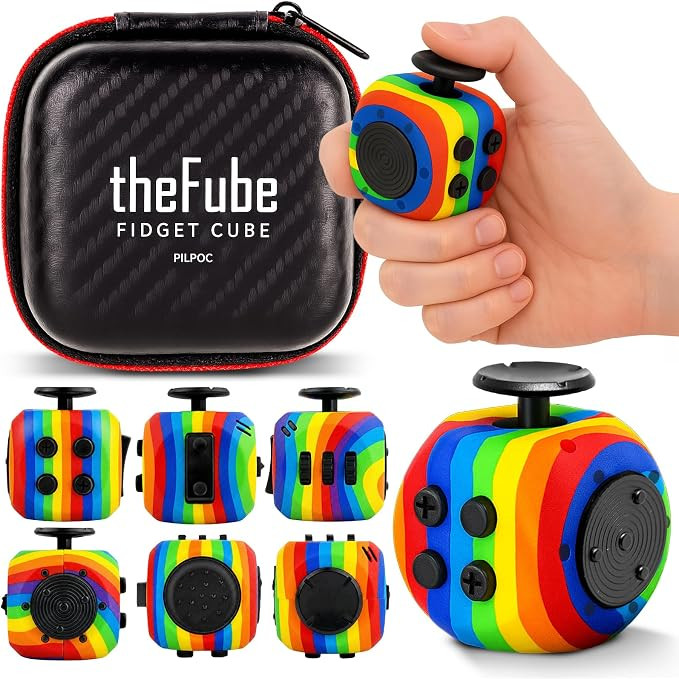 PILPOC theFube Fidget Cube Stress Relief Toy for Adults & Kids, (Rainbow) | 6-Sided Boosts Concen... | Amazon (US)