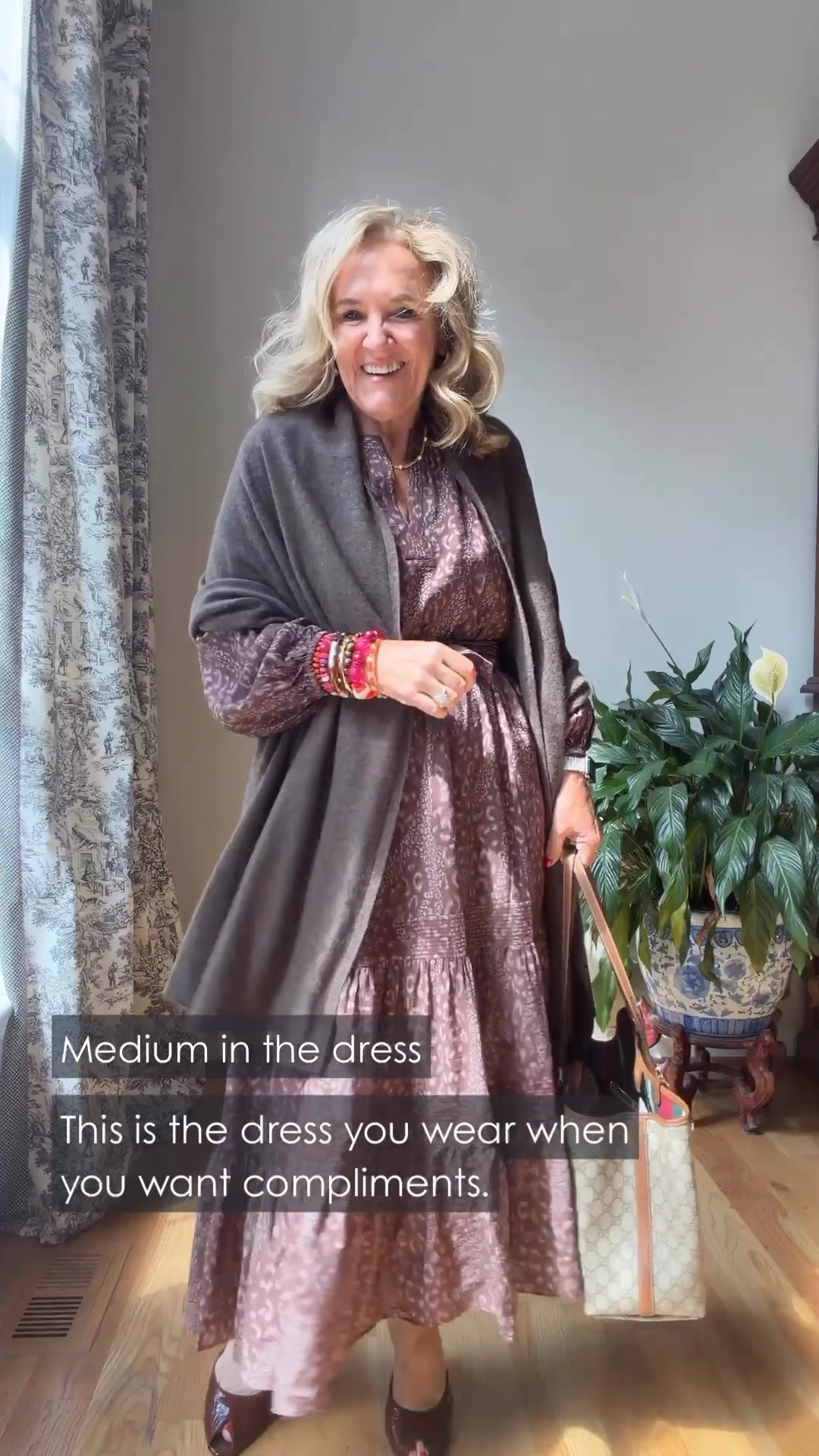 This dress has such a pretty, romantic feel to it, and I like it even more with that soft wrap over it. I’m wearing a medium in the dress.

#LTKootd #LTKWedding #LTKOver40