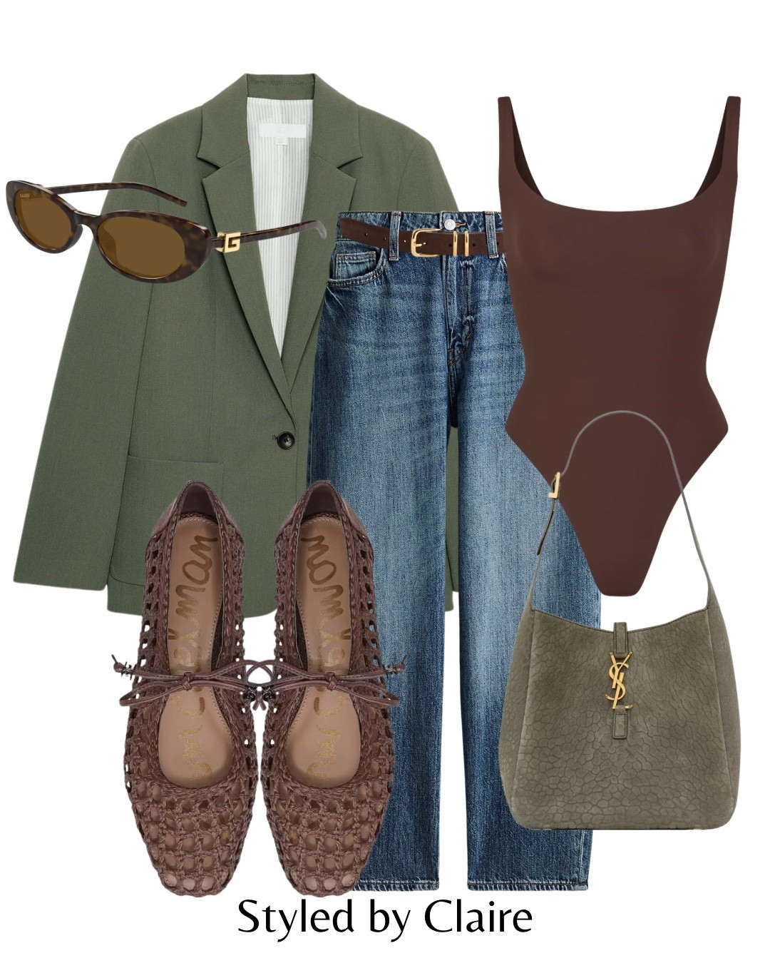 BALLET FLATS❤️‍🔥
Tags: Zara khaki oversized blazer green olive collar barrel leg jeans H&M dark wash suede belt arket chocolate brown bodysuit skims square neck woven flat mules tie Sam Edelman Marcie trending loafers springtail suede tote bag Gucci sunglasses fashion inspo outfit ideas capsule wardrobe elevated basics city break Paris Barcelona London cool girl viral trending style 

#LTKootd trends #LTKspring

#LTKspring