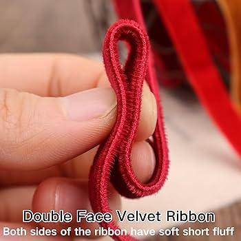 Double Face Velvet Ribbon Burgundy Velvet Ribbon for Gift Bouquet Wrapping Bow Making Party Chris... | Amazon (US)