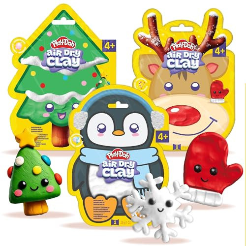 Play-Doh Air Dry Clay, 3-Pack Christmas Bundle, 1 Green Bubblegum, 1 Red Peppermint, 1 Blue Cotton Candy, Stocking Stuffers, Goodie Bag Stuffers, Art Supplies, Arts and Crafts for Kids, Kids Crafts | Amazon (US)