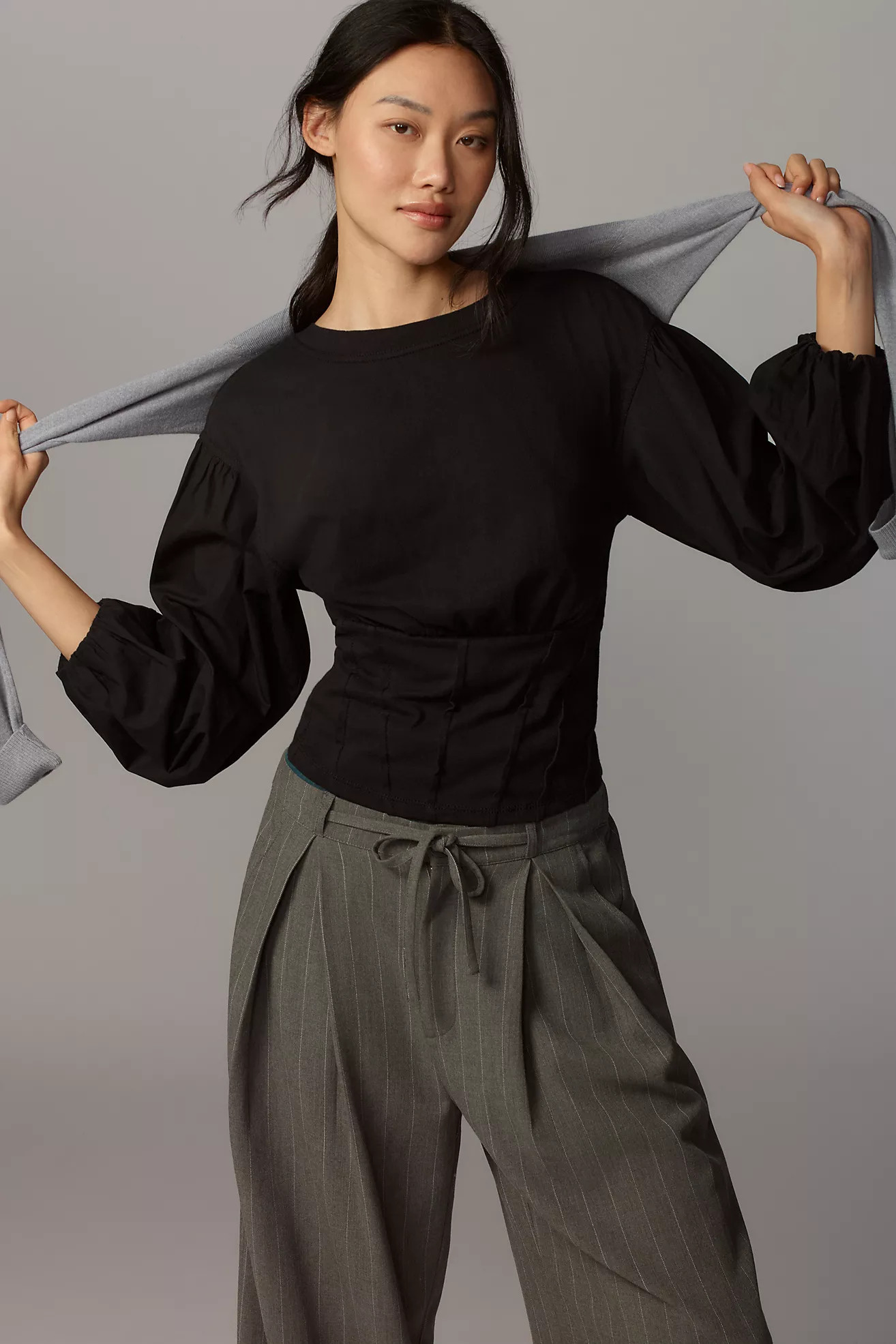 By Anthropologie Balloon-Sleeve Corset Top | Anthropologie (US)