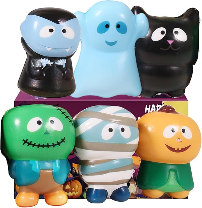 New 6 Packs-Halloween Squishies Toys Slow Rising Party Favors:Pumpkin,Zombie,Black Cat,Mummy,Vamp... | Amazon (US)