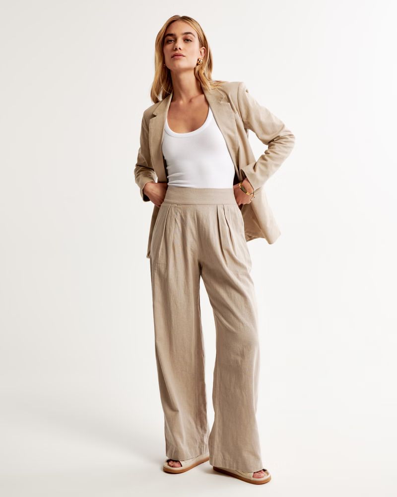 Linen-Blend Ultra Wide-Leg Pant | Abercrombie & Fitch (US)