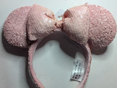 Disney Parks Millennial Pink Minnie Mouse Ears Headband Sequined Bow Discolored | eBay US