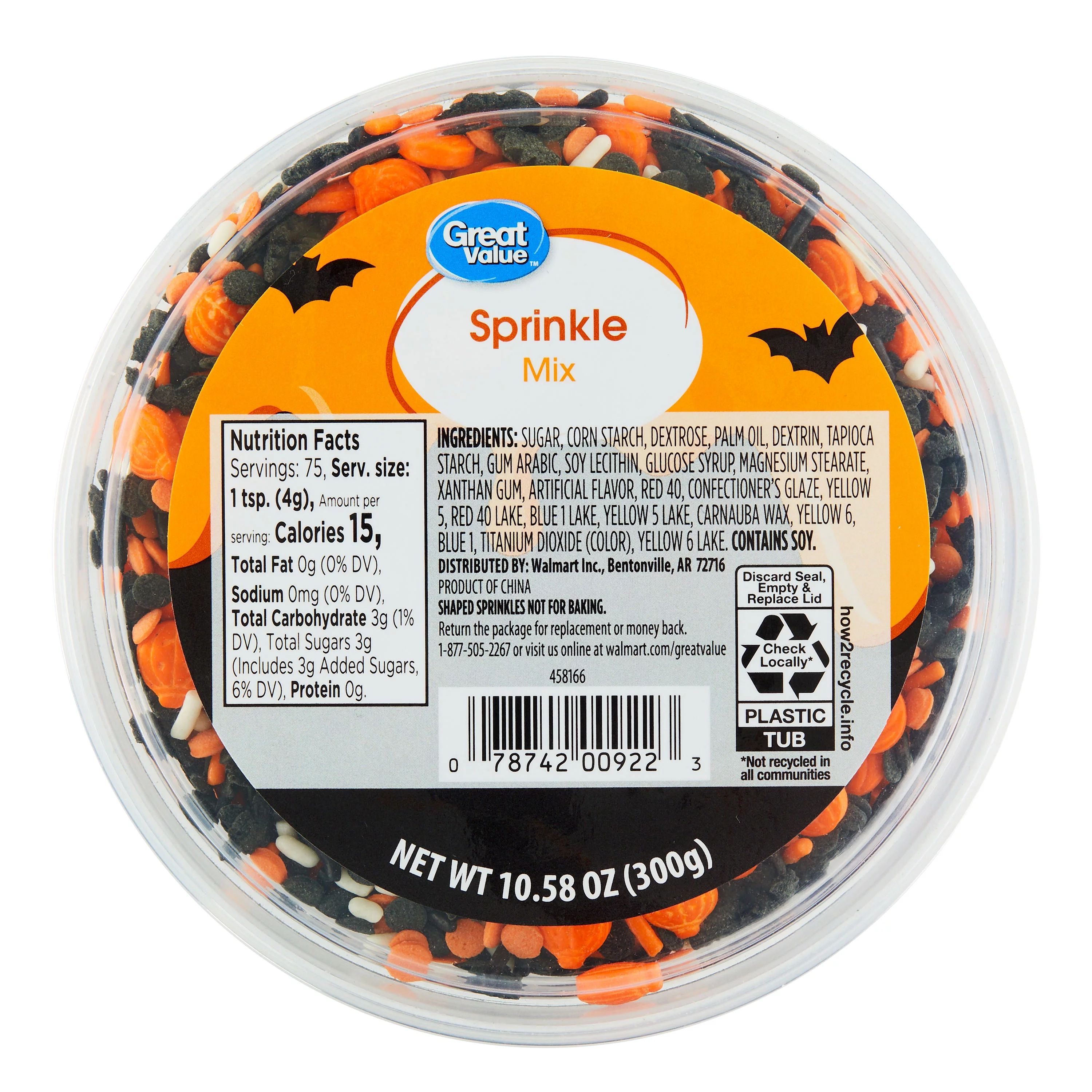 Great Value Bat and Pumpkin-Shaped Halloween Sprinkle Mix, 10.58 oz. | Walmart (US)
