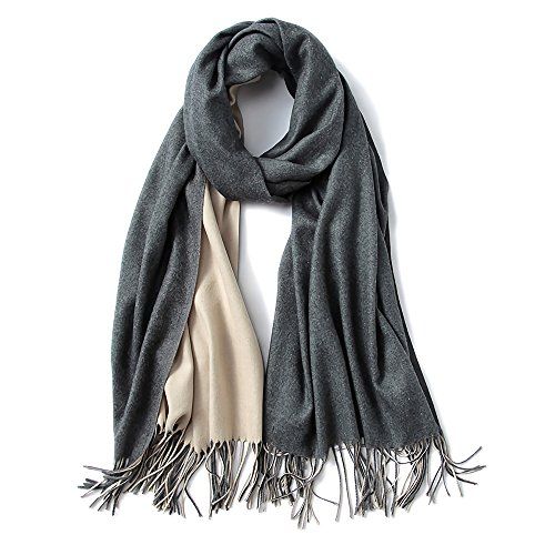 Cashmere Feel Warm 2 Tone Shawl - Oversized 78"x28" Wrap Scarf (Dark Grey and Ivory) | Amazon (US)