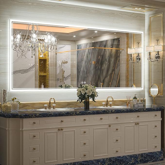 Amazon.com: TokeShimi 72x30 LED Mirror Bathroom Backlit Vanity Mirror with Lights Wall Mounted An... | Amazon (US)