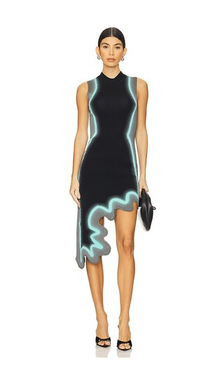 Brooklyn Wavy Asymmetric Dress in Black | Revolve Clothing (Global)