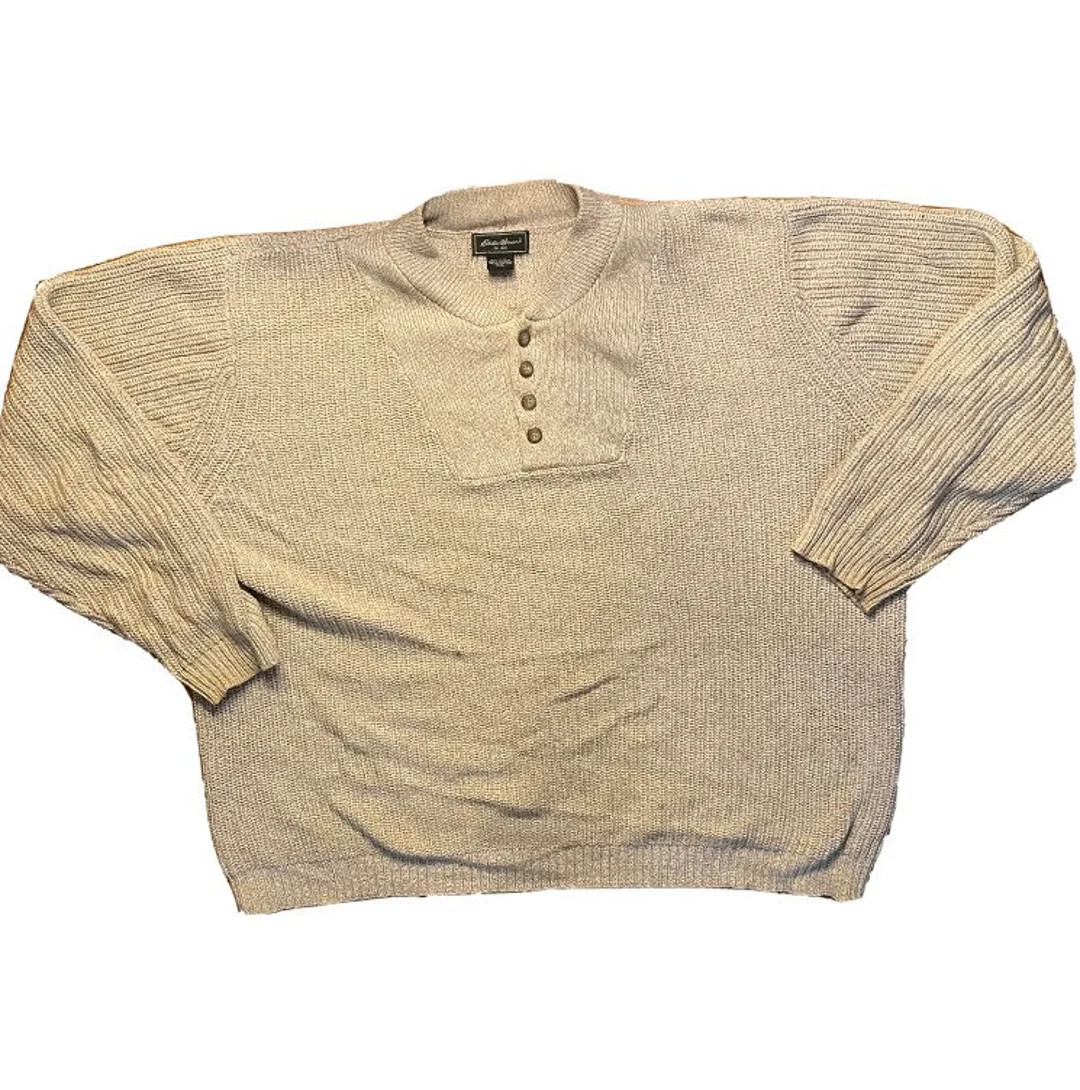 Vtg Eddie Bauer Sweater Mens XXL Henley Knit Long Sleeve USA - Etsy | Etsy (US)