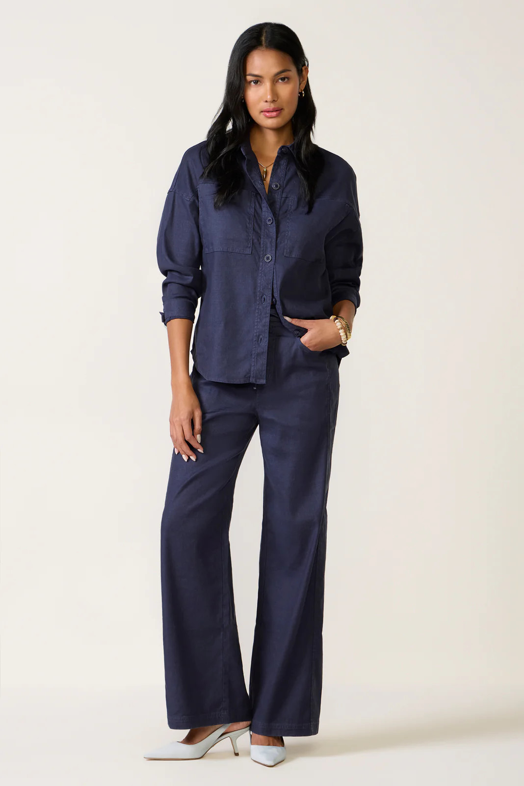 Joelle Stretch Linen Trouser with Tie Waist | Evereve