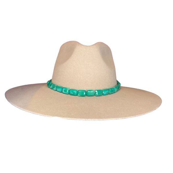 Teal Rectangle Beaded Hat Band | Christina Greene 