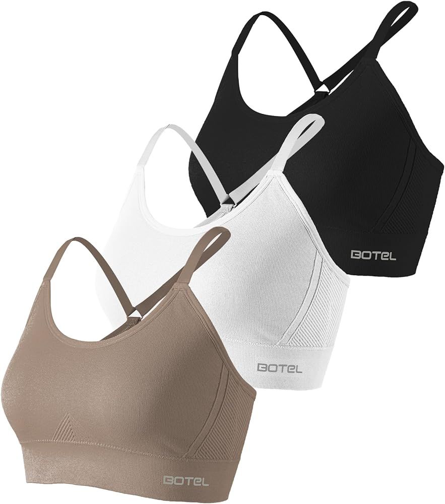 Botel Sports Bras for Women 3 Pack, Adjustable Straps Yoga Workout Bra Comfortable Medium Support... | Amazon (US)