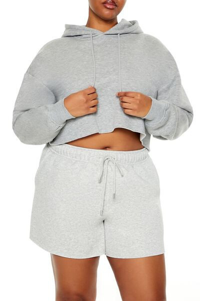 Plus Size Cropped Fleece Hoodie | Forever 21
