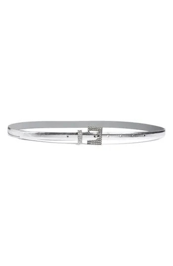 NORDSTROM RACK Embellished Buckle Metallic Belt in Silver at Nordstrom Rack, Size X-Large | Nordstrom Rack
