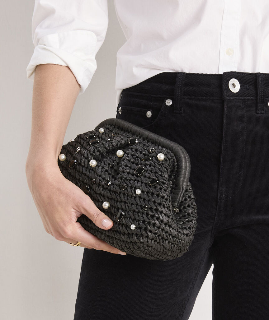 Embellished Straw Clutch | vineyard vines