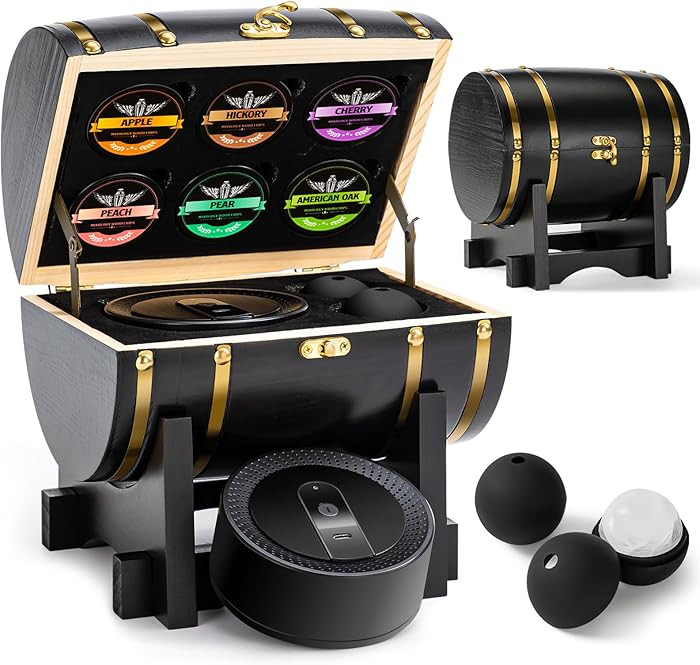Electric Whiskey Smoker Kit with Wooden Display Barrel, Rechargeable Cocktail Smoker Kit with 6 P... | Amazon (US)