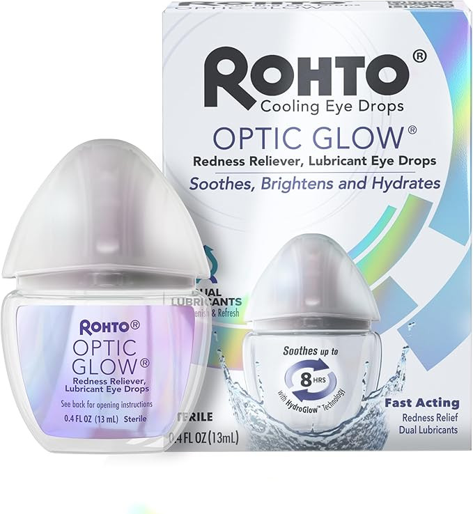 Rohto Optic Glow Redness Reliever, Whitening, Lubricant Eye Drops, 0.4 fl oz Bottle | Amazon (US)