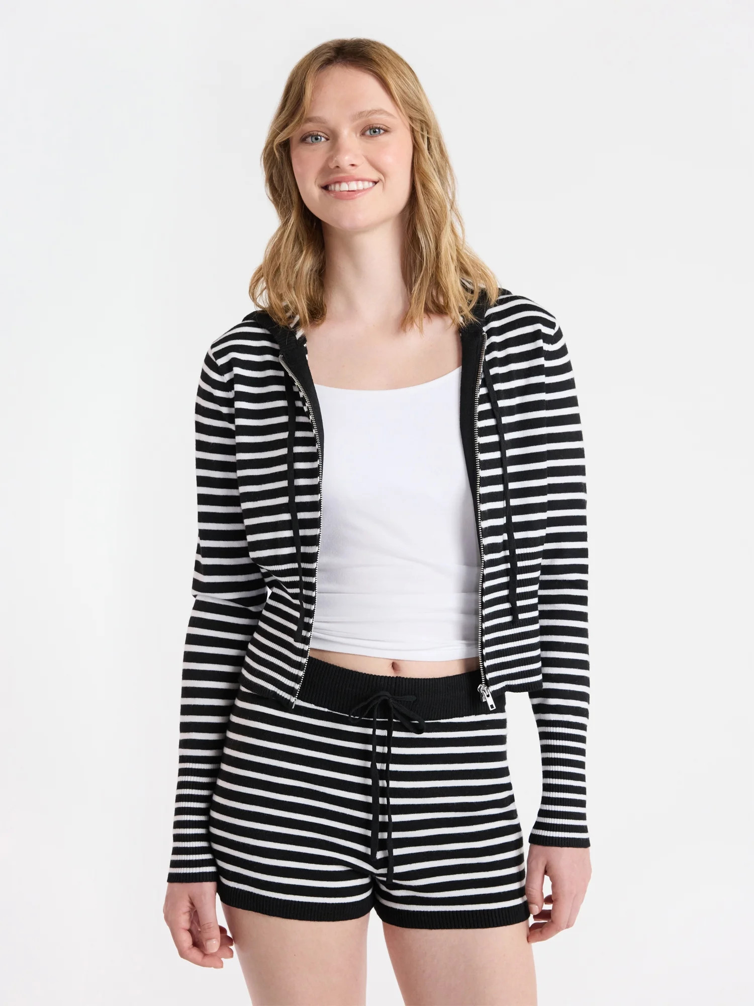 No Boundaries Sweater Hoodie and Shorts Set, 2-Piece, Women’s | Walmart (US)