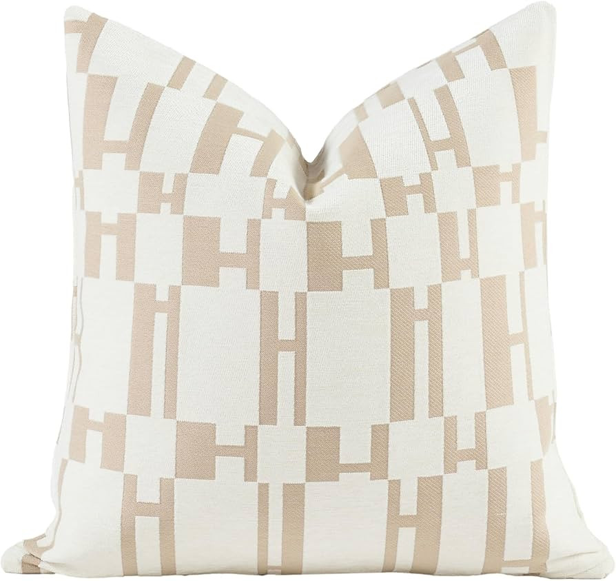 New 20x20'' inches Throw Pillow Cushion Covers - White H Letter Chenille Jacquard Embroidery Luxu... | Amazon (US)