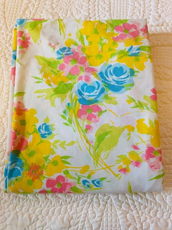 Vintage Floral Sheet Whimsical Print Twin Fitted - Etsy | Etsy (US)