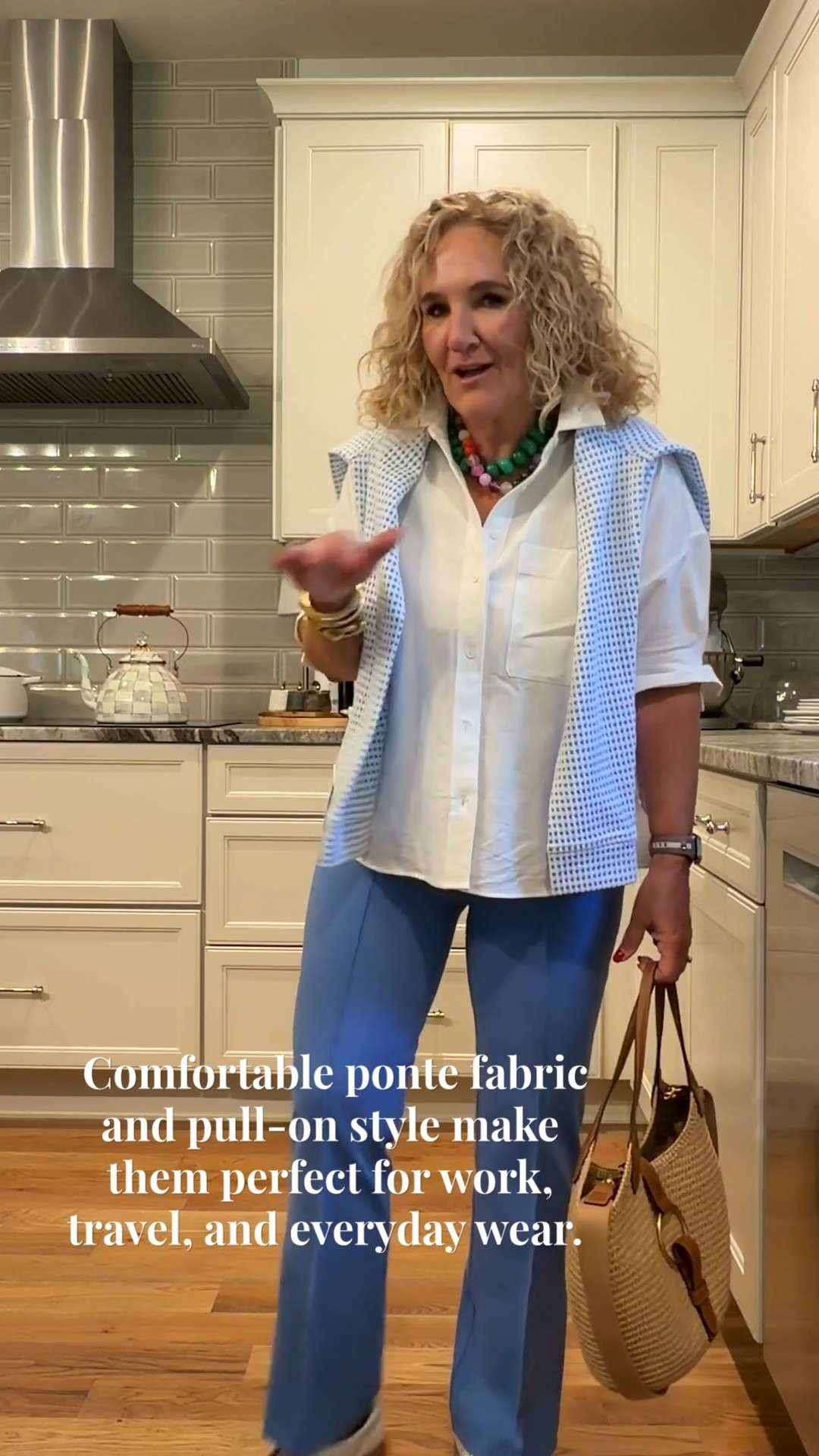 These Flare Pants are one of those pieces you'll reach for again and again! The flattering kick flare silhouette, comfortable ponte fabric, and pull-on style make them perfect for work, travel, and everyday wear. I'm wearing the beautiful Aster blue color.

💡 LTK MADE EASY
❤️ Heart = Support my posts!
🔖 Save = Get sale & restock alerts
📋 Lists = Keep favorites organized
📲 Share = Send lists and products to a friend. Hello, Christmas List!
💬 Comment = Ask me anything about what I'm wearing.:-) 

 #LTKootd #LTKSeasonal #LTKOver40