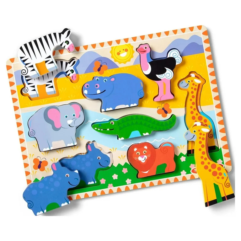 Melissa & Doug Safari Wooden Chunky Puzzle - 8 Pieces - FSC Certified | Walmart (US)