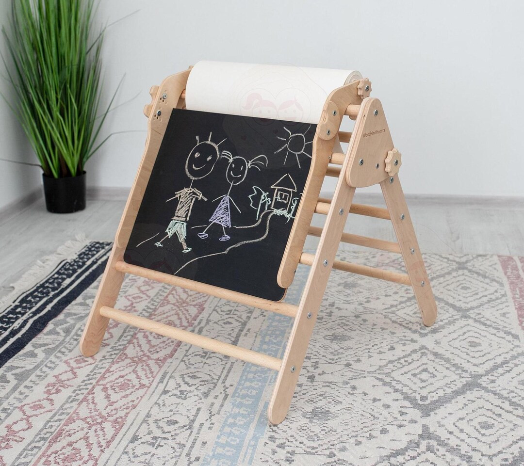 Two-sided Art Board, Kids Desk, Foldable Easel, Chalkboard, Montessori Toddler, Art Supplies | Etsy (US)
