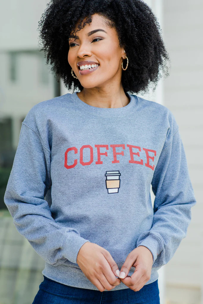 Coffee Graphite Gray Graphic Sweatshirt | The Mint Julep Boutique