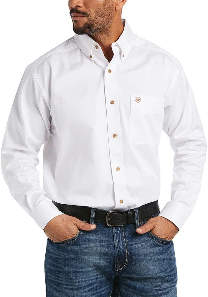 ARIAT Solid Twill Classic Fit Shirt-Men's Long Sleeve Western Button-Down | Amazon (US)