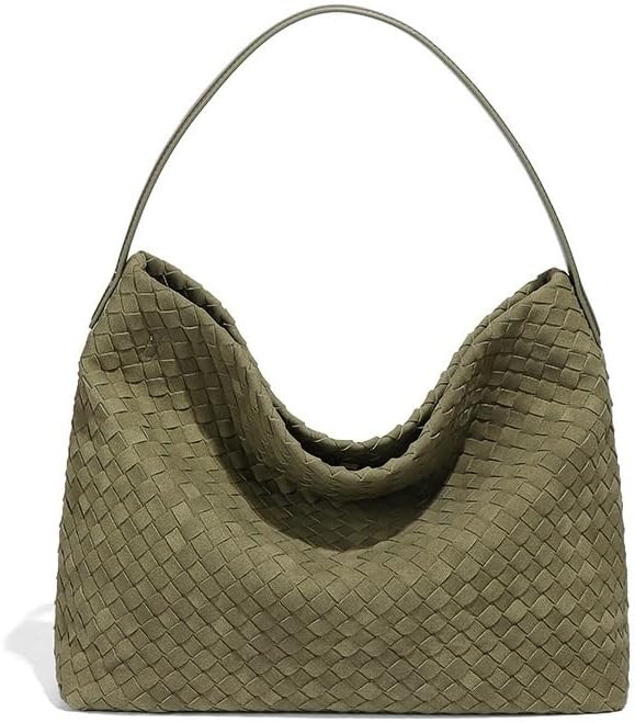 Suede Purses for Women Woven Leather Purse Hobo Bag Suede Bag Woven Tote Bag for Women Top Handle... | Amazon (US)