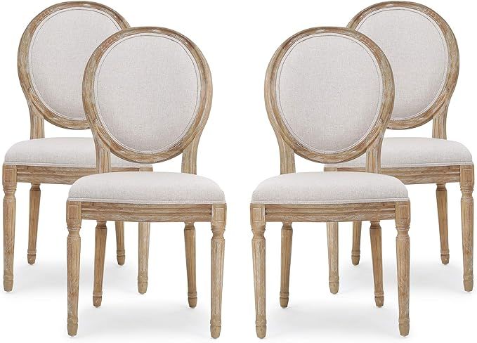 Christopher Knight Home Hilary French Country Fabric Dining Chairs (Set of 4), Beige + Natural | Amazon (US)
