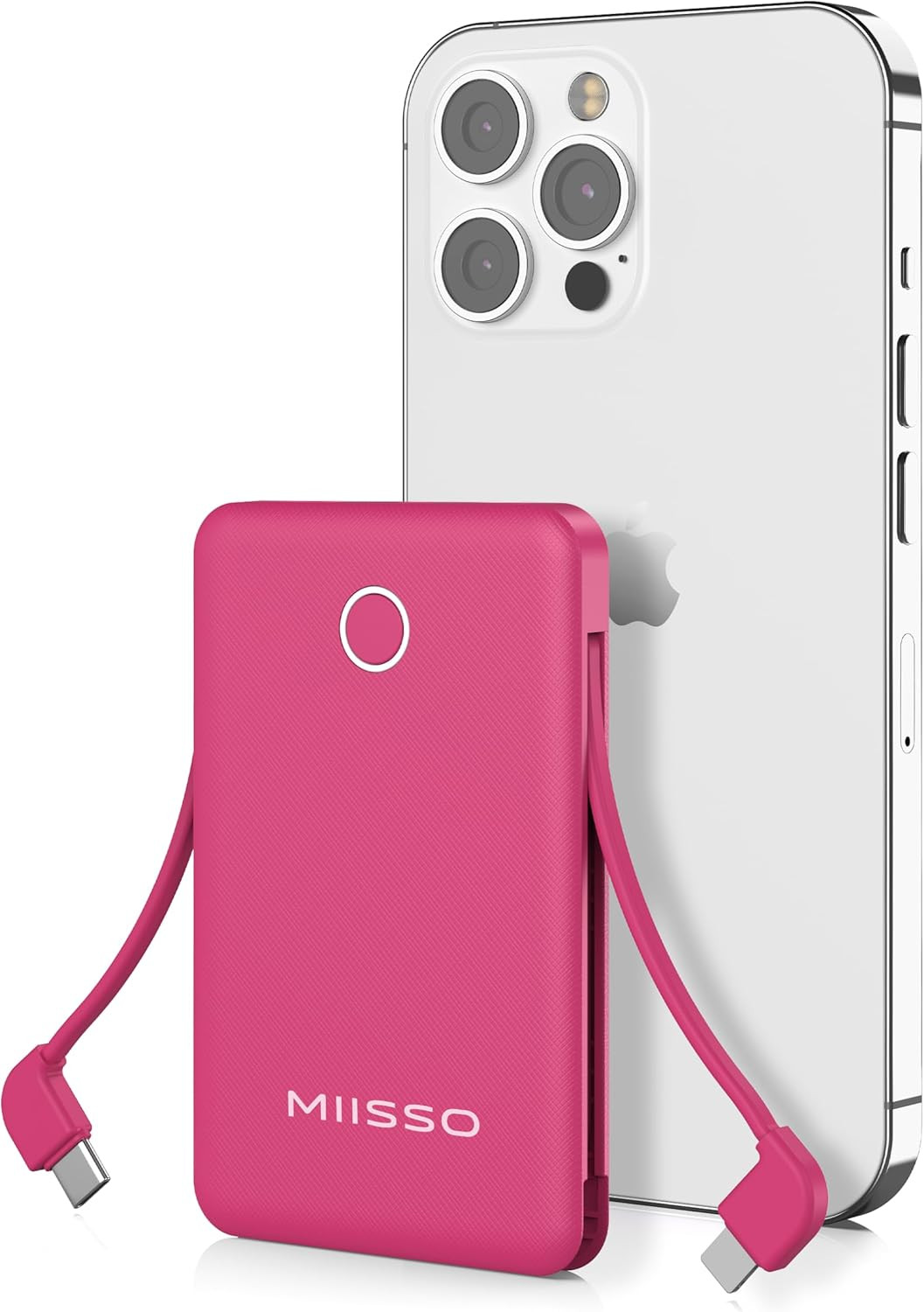 miisso 6000mah Ultra Slim Built in Cables Power Bank, Card Size Built in USB C Cords Battery Pack... | Amazon (US)