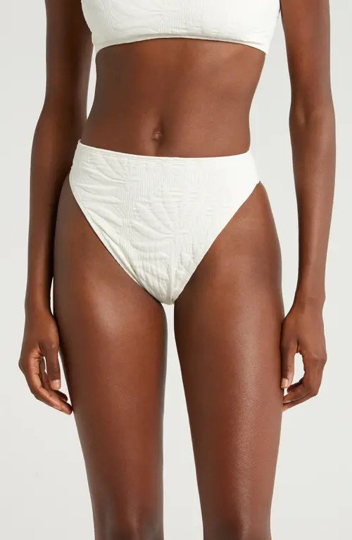FARM Rio Banana Matelasse High Waist Bikini Bottoms in Off-White at Nordstrom, Size Small | Nordstrom