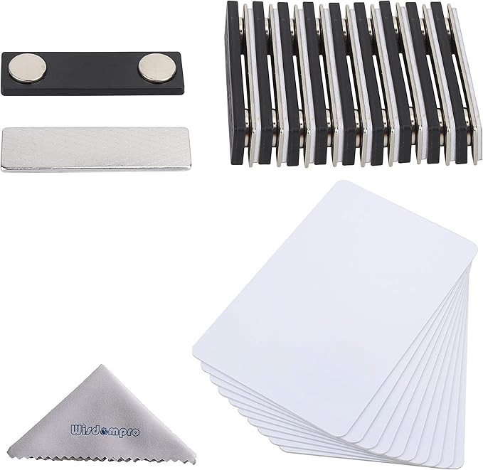 DIY Name Badges, Wisdompro 10 Set White Printable Blank PVC Badges (3.38 x 2.13 Inch) with Magnet... | Amazon (US)