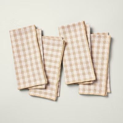 4pk Textured Gingham Cloth Napkins Beige/Cream - Hearth & Hand™ with Magnolia | Target