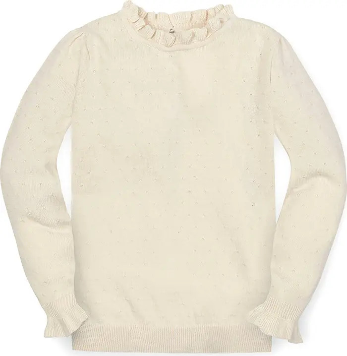 Kids' Organic Long Sleeve Ruffle Edge Sweater | Nordstrom