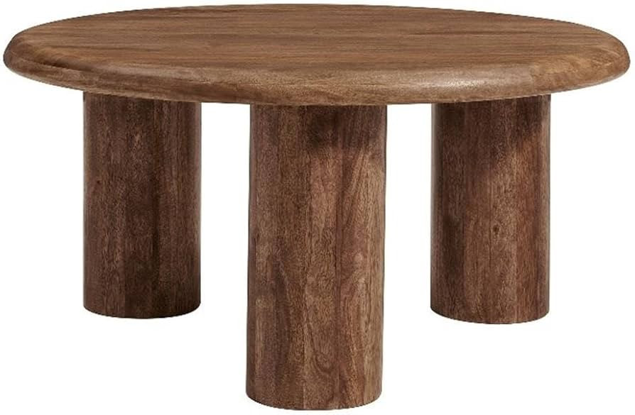 Modway Mavina 34 Inch Round Mango Wood Coffee Table in Walnut - Modern Wood Center Table for Livi... | Amazon (US)