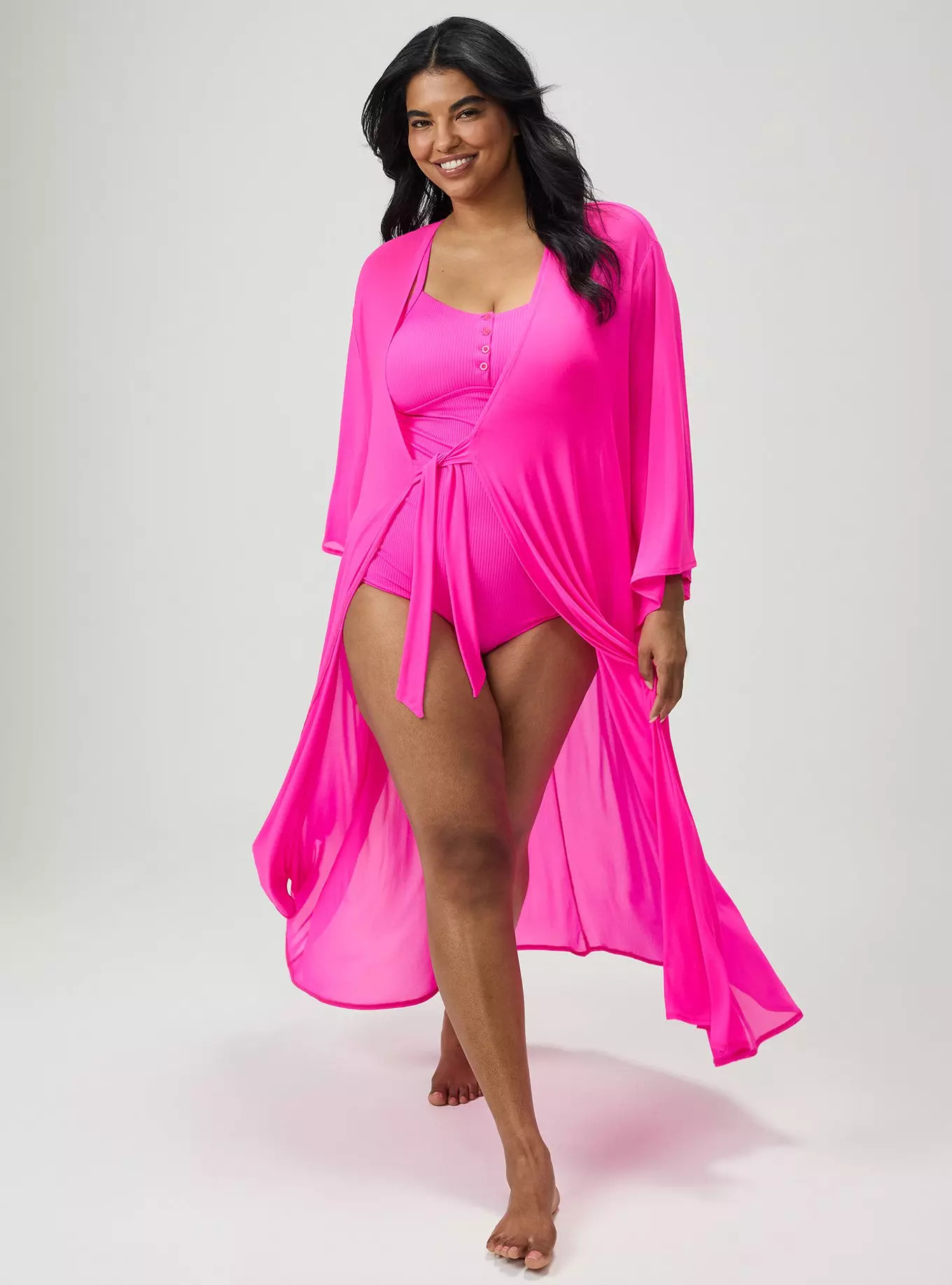 Tie Front Maxi Swim Kimono | Torrid (US & Canada)