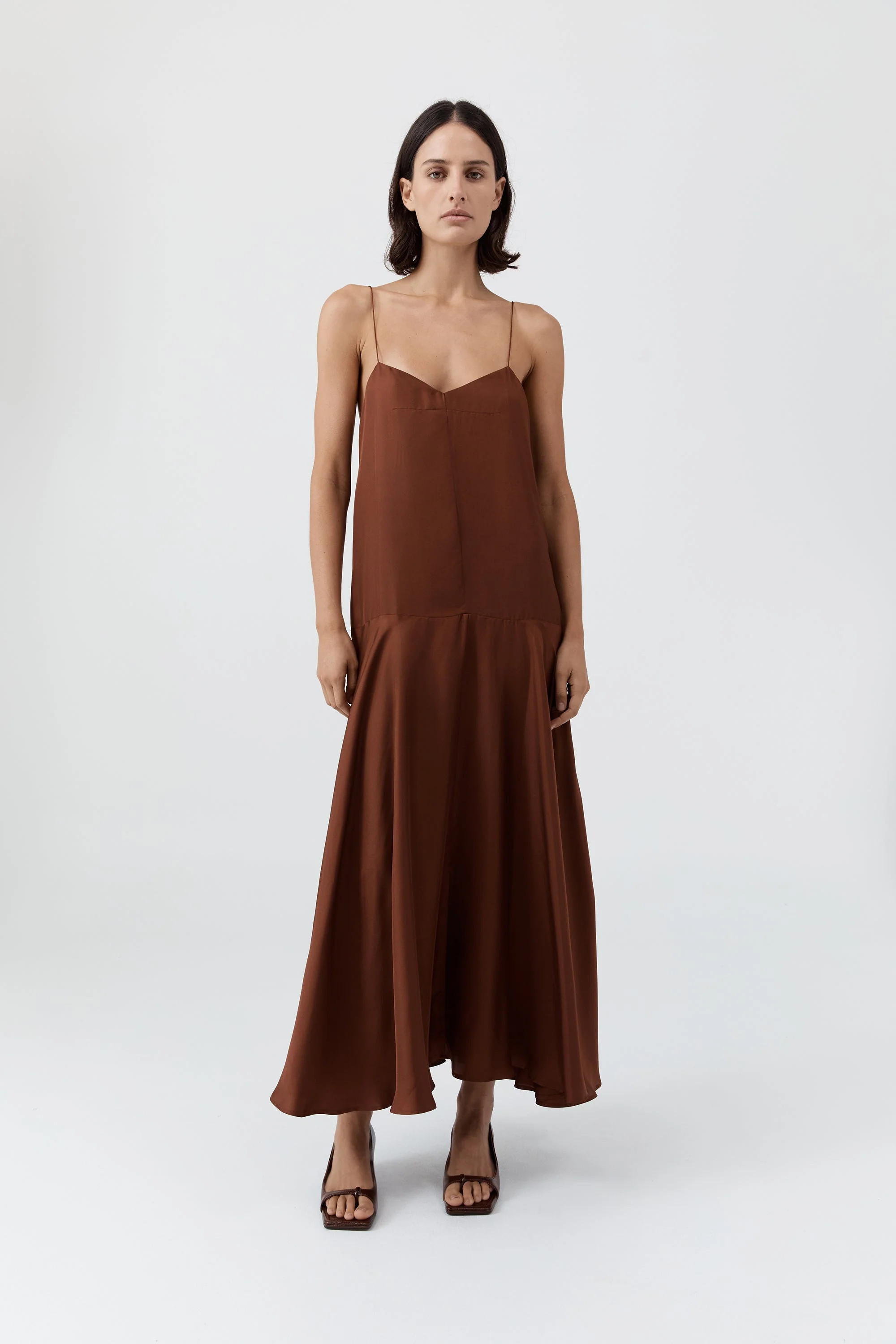 Silk Twill Relaxed Slip Dress - Brick | St. Agni (US, UK, EU)