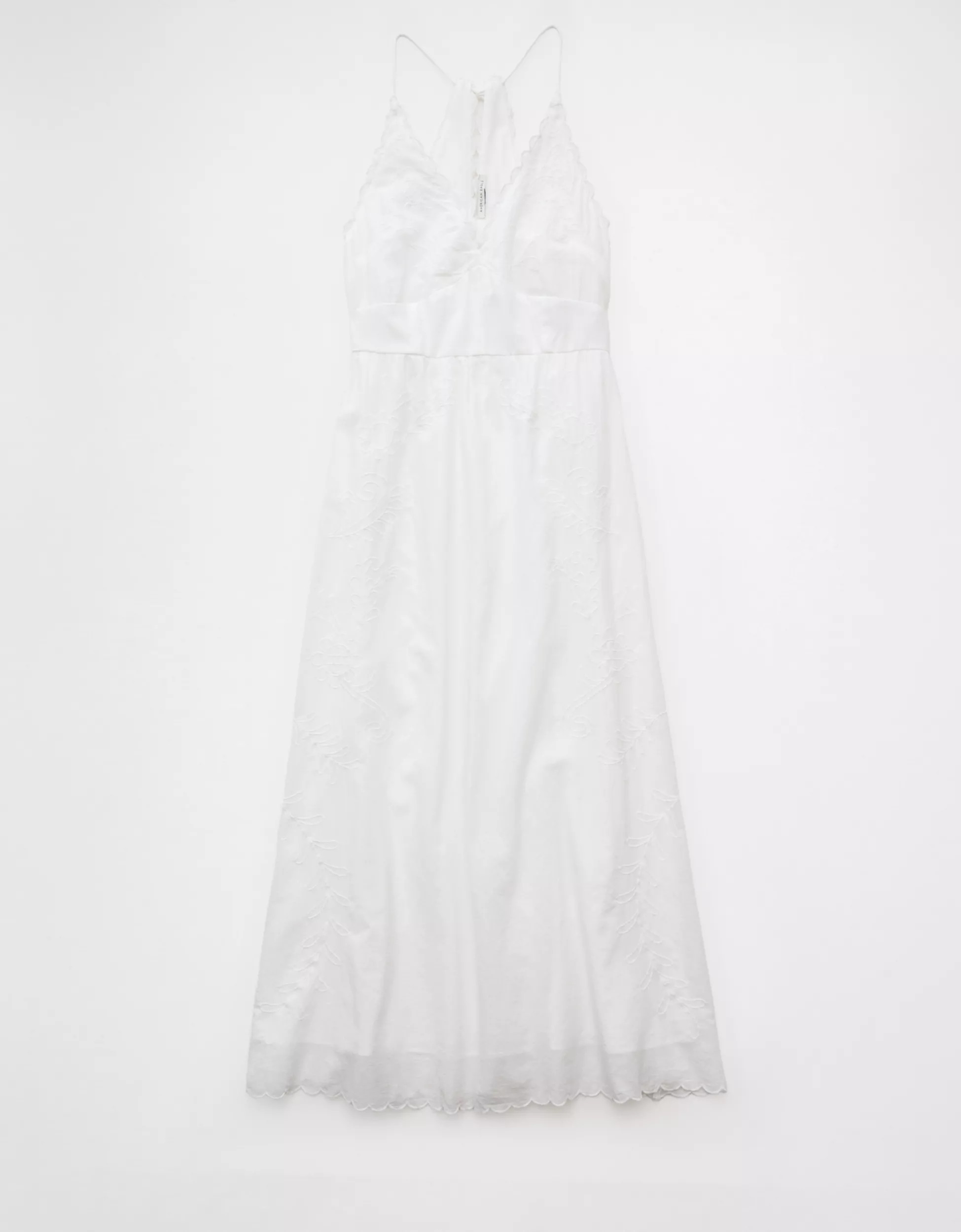 AE V-Neck Embroidered Midi Dress | American Eagle Outfitters (US & CA)