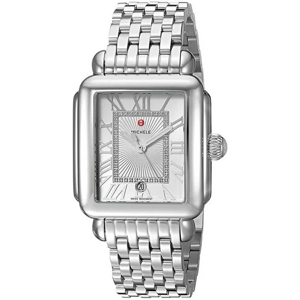 Michele Women's Deco Madison Diamond Silver 33mm Watch MWW06T000141 | Walmart (US)