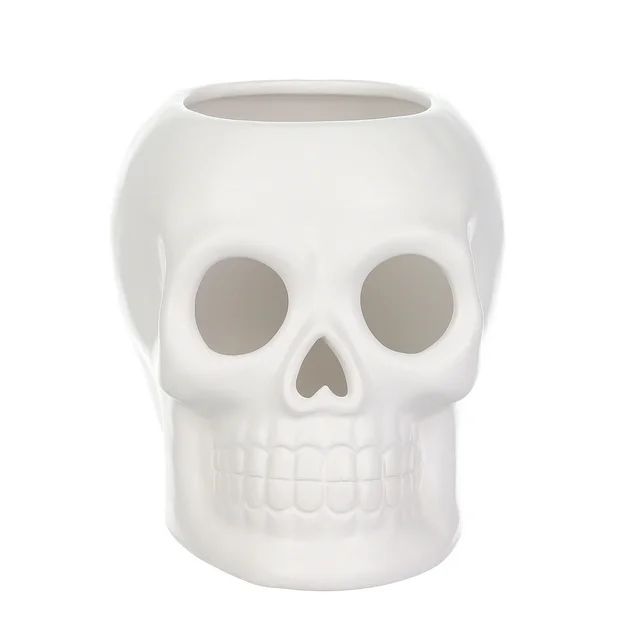 Halloween White Ceramic Vase Skull Decorations, 5.7"L x 7.3"W x 6"H, by Way To Celebrate | Walmart (US)