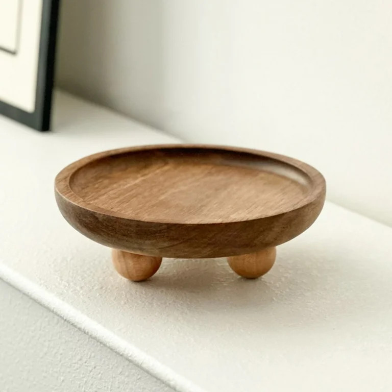 Lloopyting Round Wooden Dessert Tray 5.08 Inch - Decorative Pedestal Stand for Candles Plants Jew... | Walmart (US)