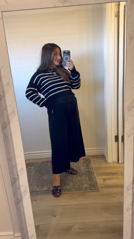 One of my go to outfits for pregnancy is a cropped stripe sweater with wide leg lounge pants! 

Sweater: Small, size up for oversize fit
Pants: Medium, 22 inch length 

Best lounge pants, wide leg pants, petite pants, maternity pants, petite style, crop sweater

#LTKSaleAlert #LTKBump #LTKFindsUnder50