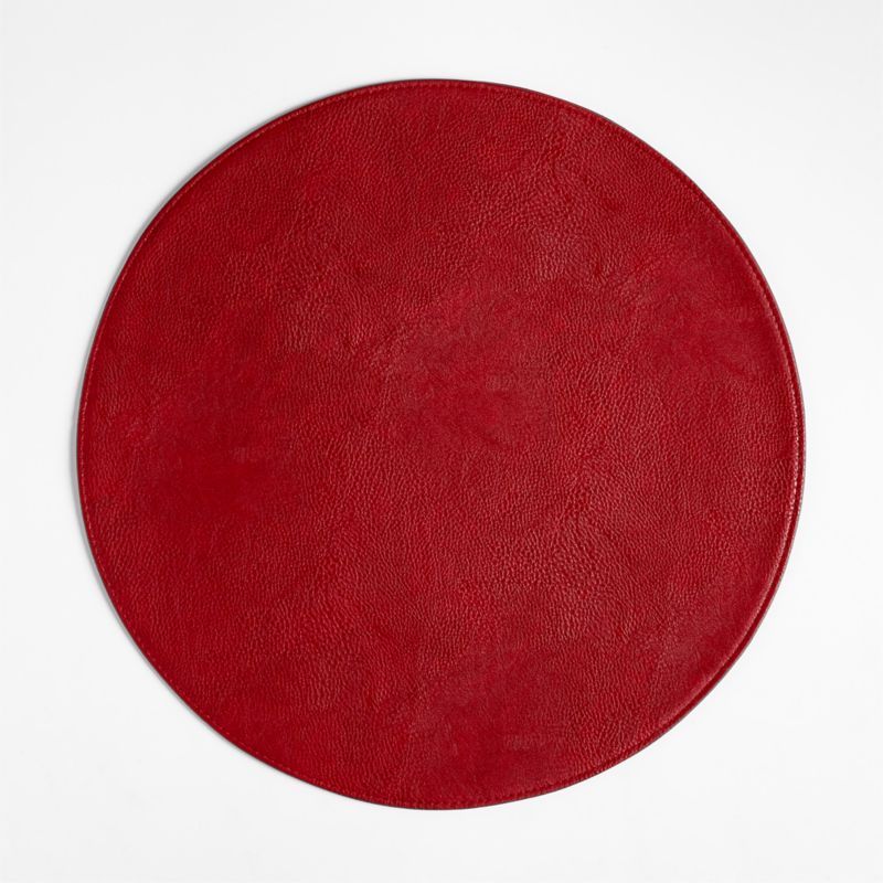 Maxwell Red Round Easy-Clean Christmas Placemat | Crate and Barrel | Crate & Barrel